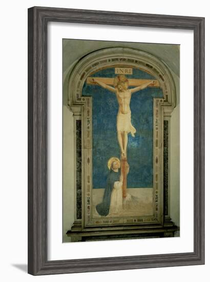 Christ on the Cross Adored by St. Dominic-Fra Angelico-Framed Giclee Print