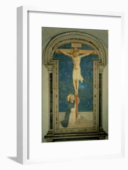 Christ on the Cross Adored by St. Dominic-Fra Angelico-Framed Giclee Print