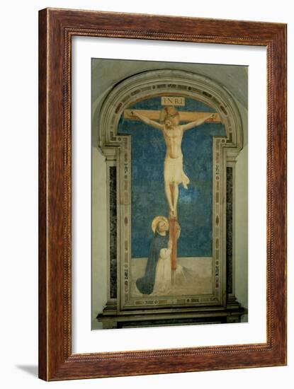 Christ on the Cross Adored by St. Dominic-Fra Angelico-Framed Giclee Print