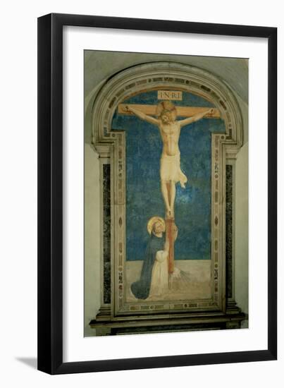 Christ on the Cross Adored by St. Dominic-Fra Angelico-Framed Giclee Print