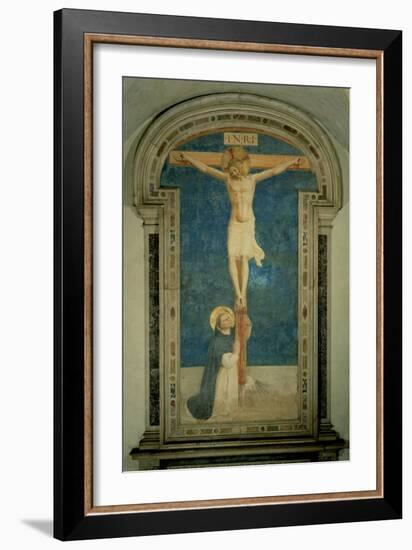 Christ on the Cross Adored by St. Dominic-Fra Angelico-Framed Giclee Print