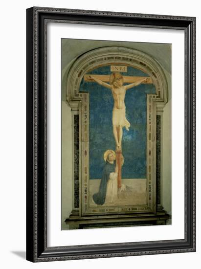 Christ on the Cross Adored by St. Dominic-Fra Angelico-Framed Giclee Print