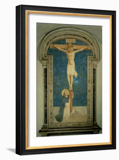 Christ on the Cross Adored by St. Dominic-Fra Angelico-Framed Giclee Print