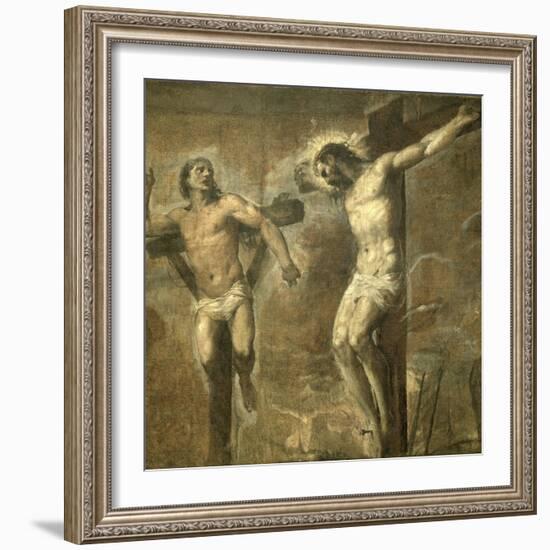 Christ on the Cross and the Good Thief, c.1565-Titian (Tiziano Vecelli)-Framed Giclee Print