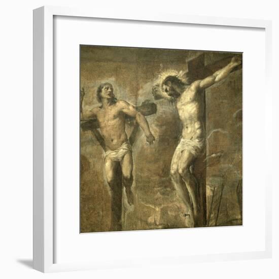 Christ on the Cross and the Good Thief, c.1565-Titian (Tiziano Vecelli)-Framed Giclee Print