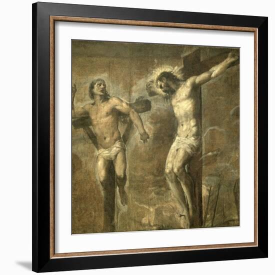 Christ on the Cross and the Good Thief, c.1565-Titian (Tiziano Vecelli)-Framed Giclee Print