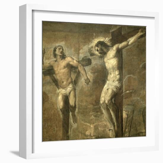 Christ on the Cross and the Good Thief, c.1565-Titian (Tiziano Vecelli)-Framed Giclee Print