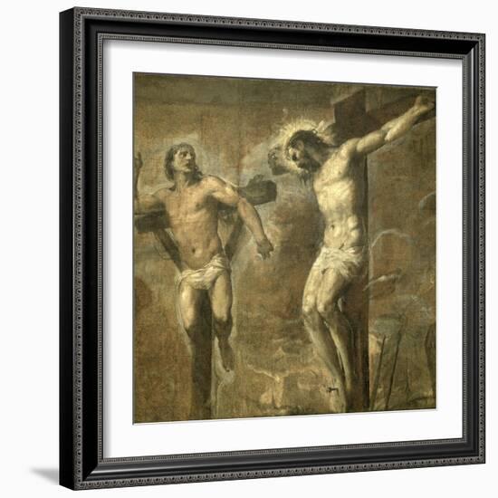 Christ on the Cross and the Good Thief, c.1565-Titian (Tiziano Vecelli)-Framed Giclee Print