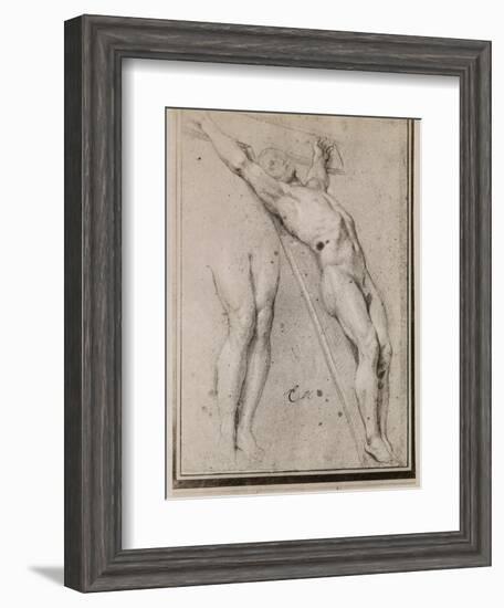 Christ on the Cross, C.1685 (Pierre Noire and White Chalk Highlights on Beige Paper)-Charles Le Brun-Framed Giclee Print