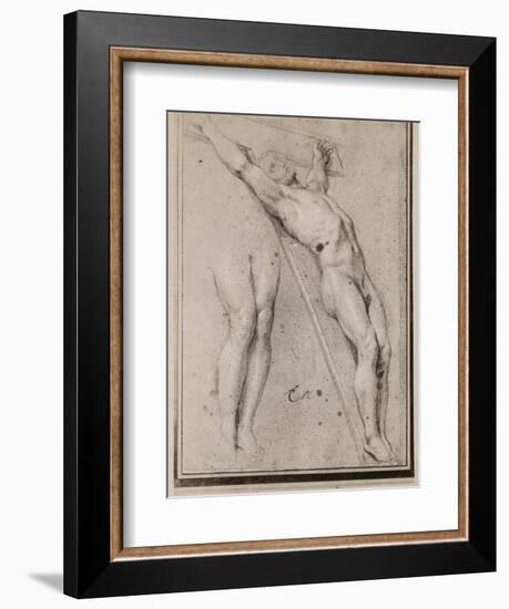 Christ on the Cross, C.1685 (Pierre Noire and White Chalk Highlights on Beige Paper)-Charles Le Brun-Framed Giclee Print