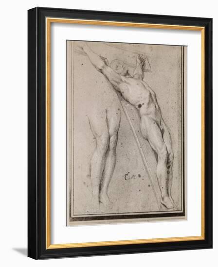 Christ on the Cross, C.1685 (Pierre Noire and White Chalk Highlights on Beige Paper)-Charles Le Brun-Framed Giclee Print