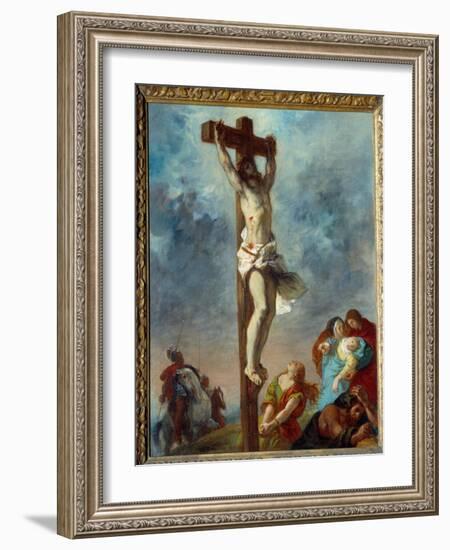 Christ on the Cross. Painting by Eugene Delacroix (1798-1863), 1853. Oil on Canvas Dim: 0.73 X 0.59-Ferdinand Victor Eugene Delacroix-Framed Giclee Print