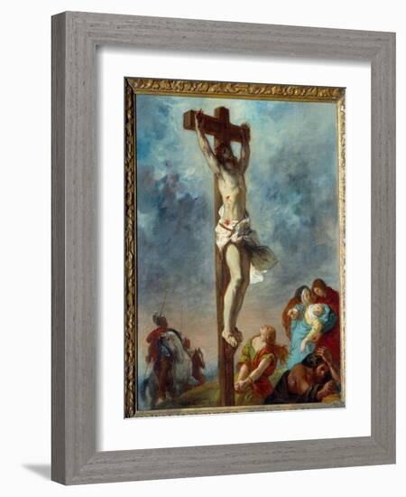 Christ on the Cross. Painting by Eugene Delacroix (1798-1863), 1853. Oil on Canvas Dim: 0.73 X 0.59-Ferdinand Victor Eugene Delacroix-Framed Giclee Print