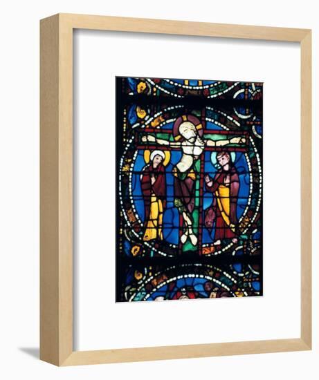 Christ on the Cross, stained glass, Chartres Cathedral, France, 1194-1260.. Artist: Unknown-Unknown-Framed Giclee Print