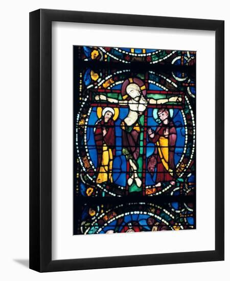 Christ on the Cross, stained glass, Chartres Cathedral, France, 1194-1260.. Artist: Unknown-Unknown-Framed Giclee Print