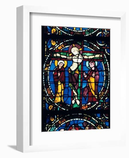 Christ on the Cross, stained glass, Chartres Cathedral, France, 1194-1260.. Artist: Unknown-Unknown-Framed Giclee Print