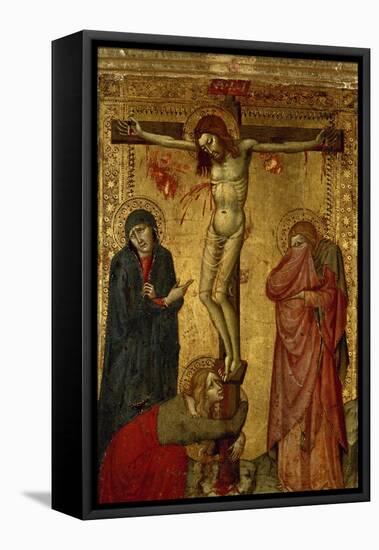 Christ on the Cross with Mary, John and Magdalena-Simone Martini-Framed Premier Image Canvas