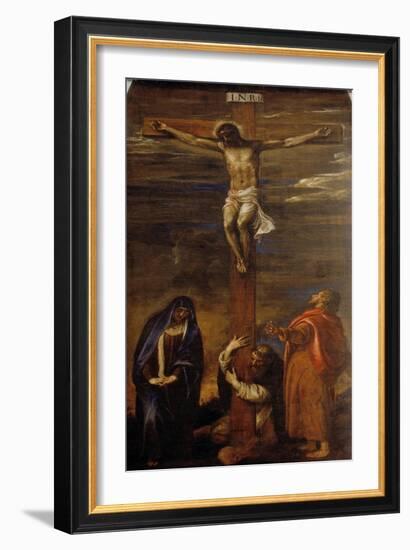 Christ on the Cross with the Virgin, Saint John and Saint Dominic-Titian (Tiziano Vecelli)-Framed Giclee Print