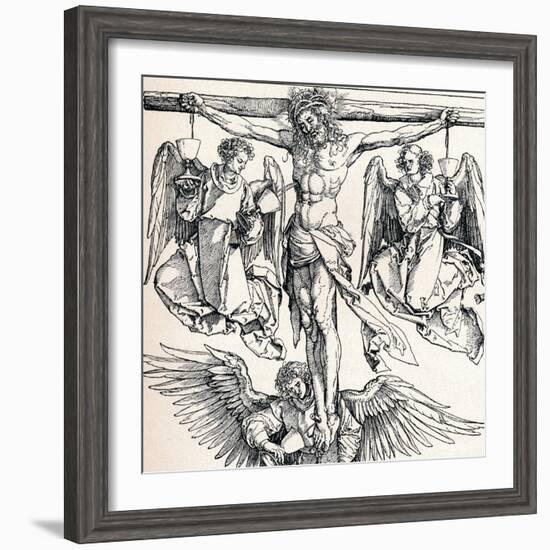 Christ on the Cross with Three Angels, 1523-1525-Albrecht Dürer-Framed Giclee Print