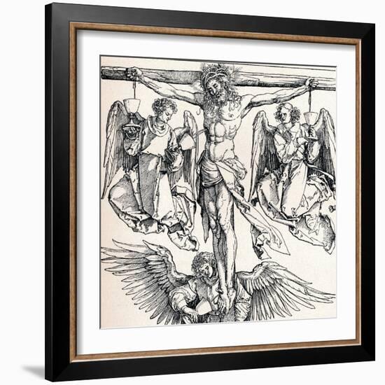 Christ on the Cross with Three Angels, 1523-1525-Albrecht Dürer-Framed Giclee Print