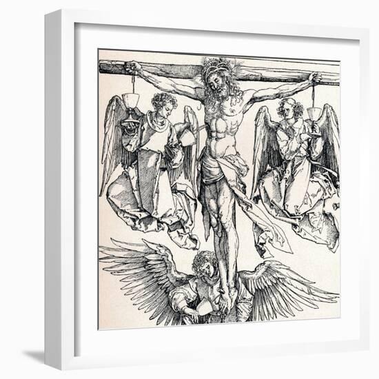 Christ on the Cross with Three Angels, 1523-1525-Albrecht Dürer-Framed Giclee Print