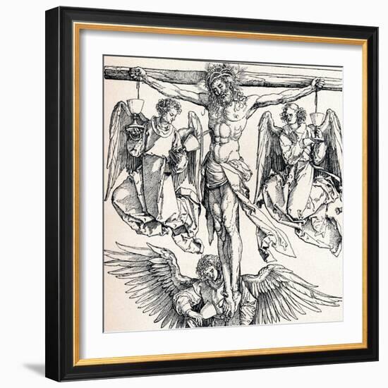 Christ on the Cross with Three Angels, 1523-1525-Albrecht Dürer-Framed Giclee Print