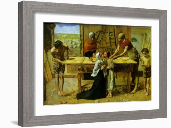 Christ on the House of His Parents-John Everett Millais-Framed Art Print