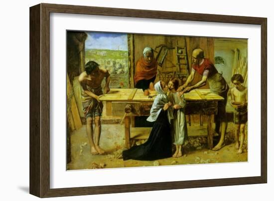 Christ on the House of His Parents-John Everett Millais-Framed Art Print