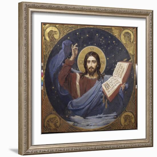 Christ Pantocrator by Viktor Mikhaylovich Vasnetsov (1848-1926) 1885-1896 - State Tretyakov Gallery-Victor Mikhailovich Vasnetsov-Framed Giclee Print