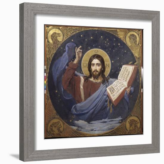 Christ Pantocrator by Viktor Mikhaylovich Vasnetsov (1848-1926) 1885-1896 - State Tretyakov Gallery-Victor Mikhailovich Vasnetsov-Framed Giclee Print