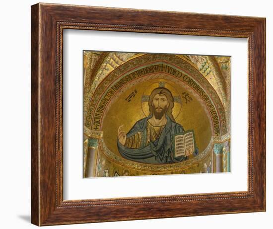 Christ Pantocrator Mosaic at Cathedral of Cefalu-null-Framed Photographic Print