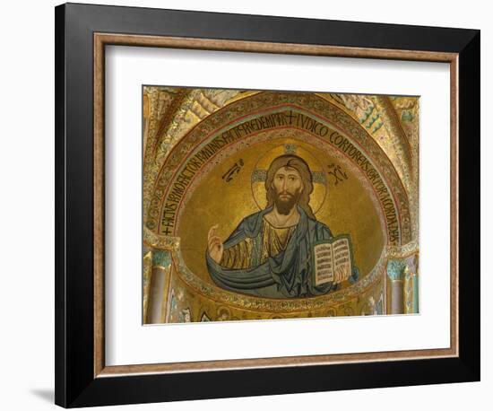 Christ Pantocrator Mosaic at Cathedral of Cefalu-null-Framed Photographic Print