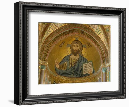 Christ Pantocrator Mosaic at Cathedral of Cefalu-null-Framed Photographic Print