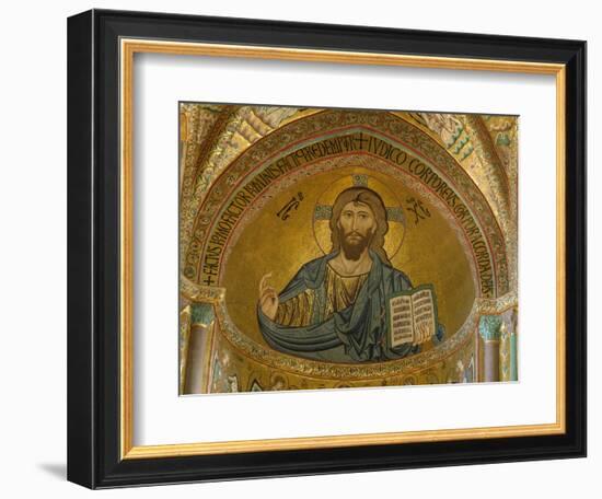 Christ Pantocrator Mosaic at Cathedral of Cefalu-null-Framed Photographic Print