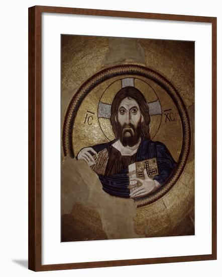 Christ Pantocrator, Mosaic, Cupola, Daphni Monastery, late 11th century Byzantine, Greece-null-Framed Photographic Print