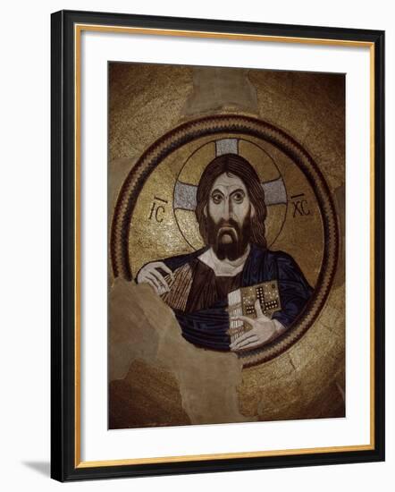 Christ Pantocrator, Mosaic, Cupola, Daphni Monastery, late 11th century Byzantine, Greece-null-Framed Photographic Print