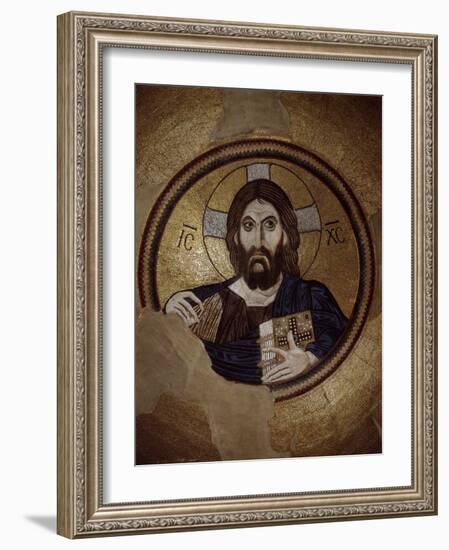 Christ Pantocrator, Mosaic, Cupola, Daphni Monastery, late 11th century Byzantine, Greece-null-Framed Photographic Print