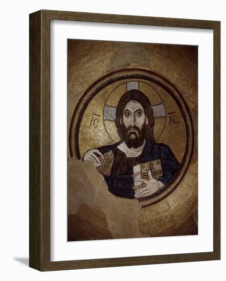 Christ Pantocrator, Mosaic, Cupola, Daphni Monastery, late 11th century Byzantine, Greece-null-Framed Photographic Print