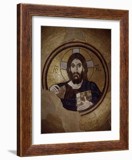 Christ Pantocrator, Mosaic, Cupola, Daphni Monastery, late 11th century Byzantine, Greece-null-Framed Photographic Print