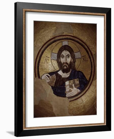 Christ Pantocrator, Mosaic, Cupola, Daphni Monastery, late 11th century Byzantine, Greece-null-Framed Photographic Print