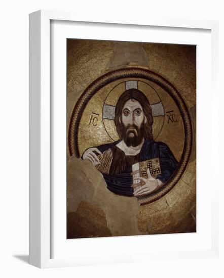 Christ Pantocrator, Mosaic, Cupola, Daphni Monastery, late 11th century Byzantine, Greece-null-Framed Photographic Print