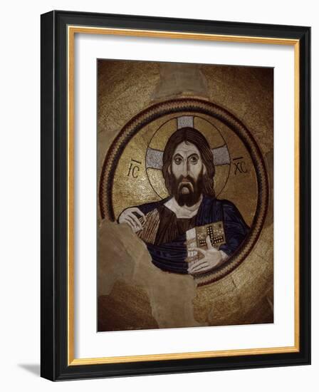 Christ Pantocrator, Mosaic, Cupola, Daphni Monastery, late 11th century Byzantine, Greece-null-Framed Photographic Print