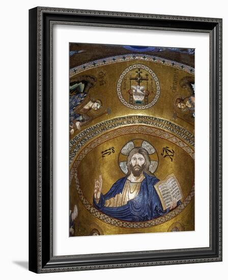 Christ Pantocrator, Palatine chapel, Palazzo dei Normanii or Palazzo Reale, Palermo, Sicily-null-Framed Photographic Print