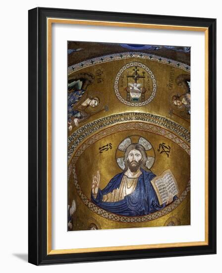 Christ Pantocrator, Palatine chapel, Palazzo dei Normanii or Palazzo Reale, Palermo, Sicily-null-Framed Photographic Print