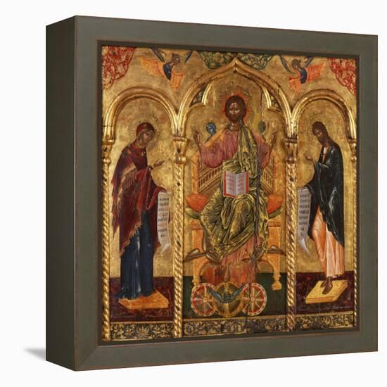 Christ Pantocrator, Virgin and St. John-Onufri Qiprioti-Framed Stretched Canvas