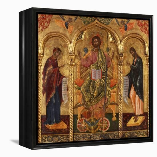Christ Pantocrator, Virgin and St. John-Onufri Qiprioti-Framed Stretched Canvas