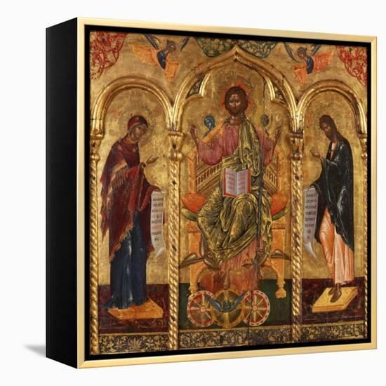 Christ Pantocrator, Virgin and St. John-Onufri Qiprioti-Framed Stretched Canvas