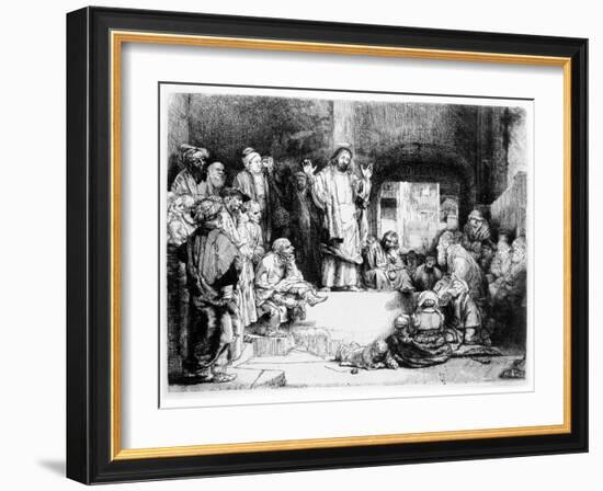 Christ Preaching, C.1652 (Etching)-Rembrandt van Rijn-Framed Giclee Print