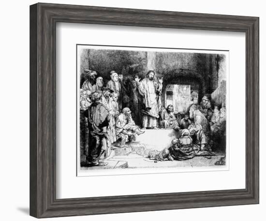 Christ Preaching, C.1652 (Etching)-Rembrandt van Rijn-Framed Giclee Print