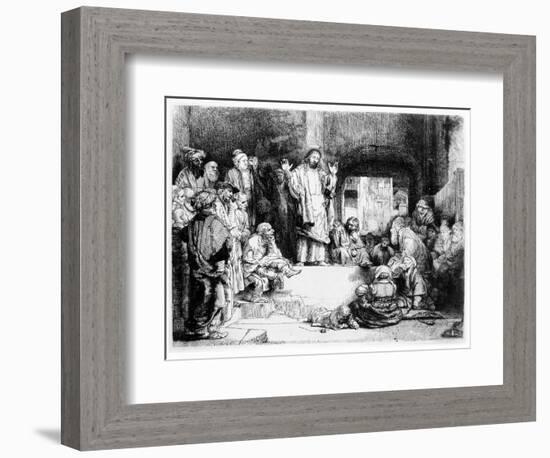 Christ Preaching, C.1652 (Etching)-Rembrandt van Rijn-Framed Giclee Print